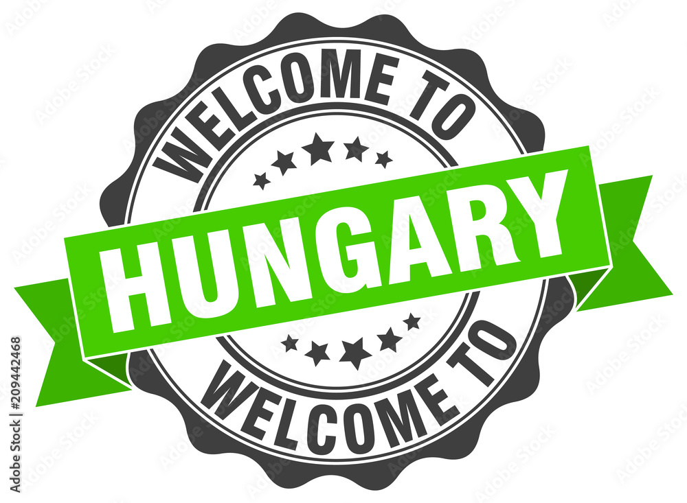 Fototapeta premium Hungary round ribbon seal