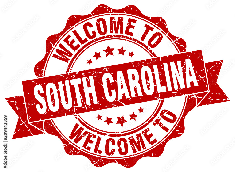 Obraz premium South Carolina round ribbon seal