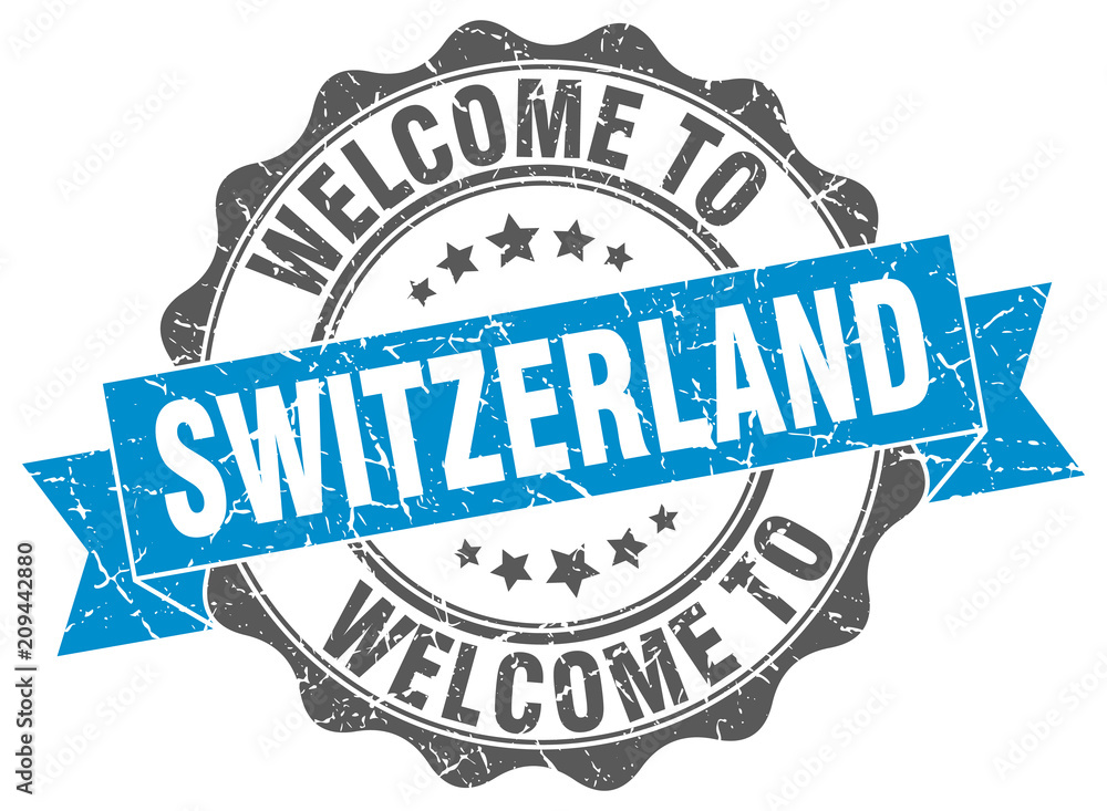 Obraz premium Switzerland round ribbon seal