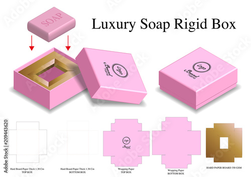 rigid box for soap mockup with dieline