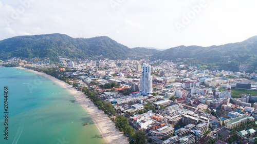 Aerial view of Patong beach, Phuket, Thailand. January 2018.