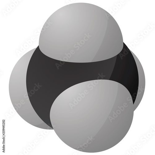 CH4 Methane molecule illustration