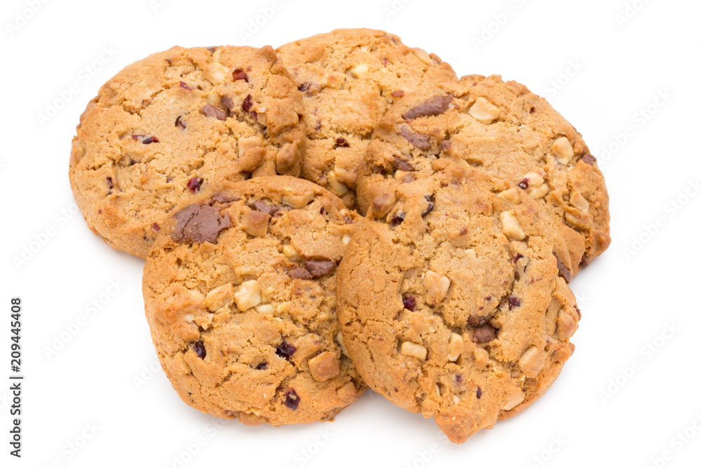 Chocolate chip cookie isolated on white background. Chocolate chip cookie isolated on white background.