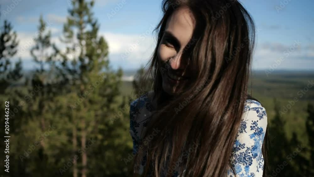 Cute girl is in the forest Cute girl is in the forest