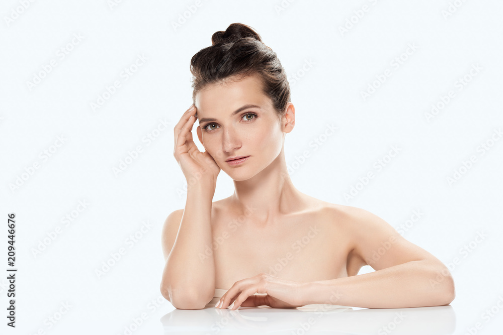 beautiful elegant girl with clean skin, isolated on white beautiful elegant girl with clean skin, isolated on white