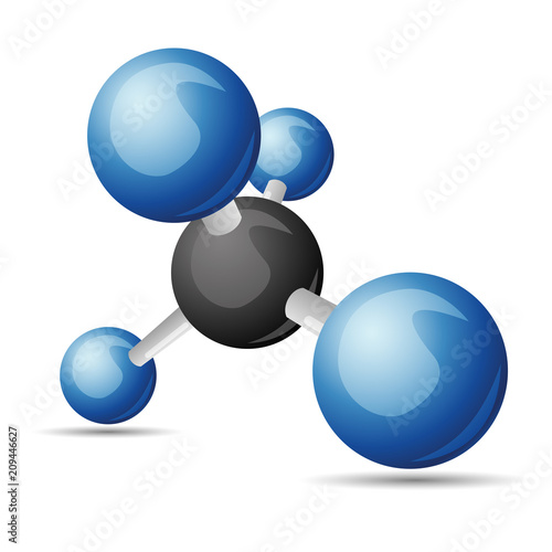 CH4 Methane molecule illustration