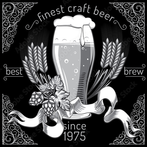 Black and white decorative beer emblem
