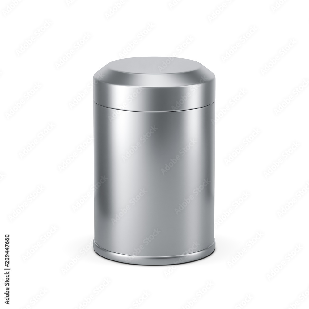 Metallic gray Tin Can Mockup packaging on white Metallic gray Tin Can Mockup packaging on white