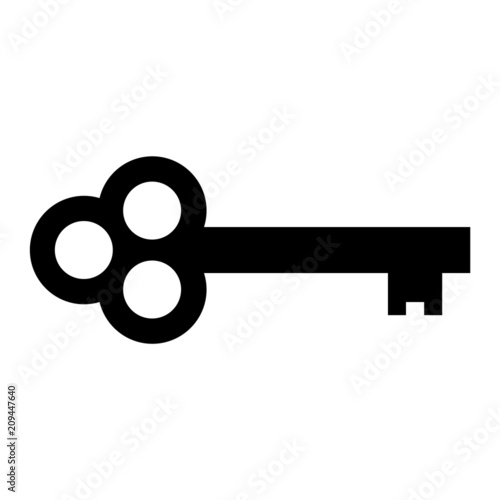 A black and white silhouette of a key