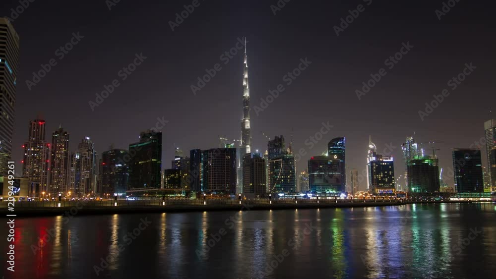 Business Bay Downtown Dubai night time-lapse Business Bay Downtown Dubai night time-lapse