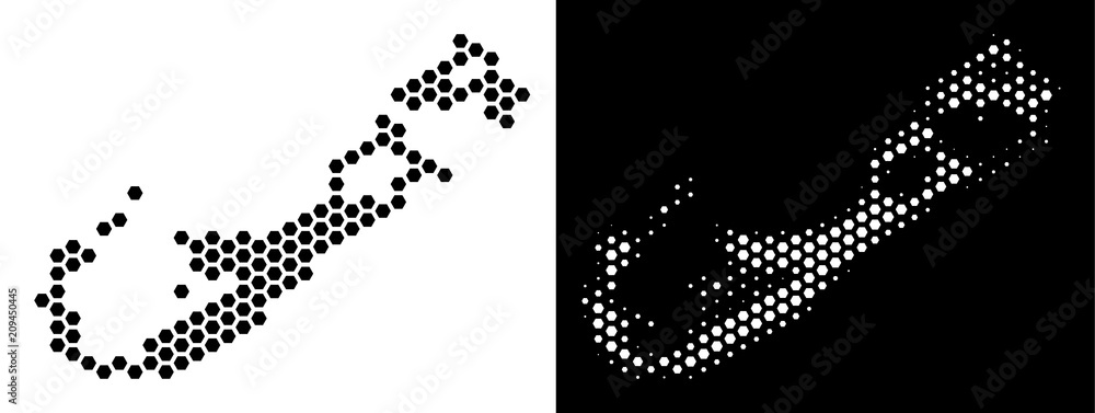 Hexagon Bermuda Island map. Vector territorial plan in black and white ...