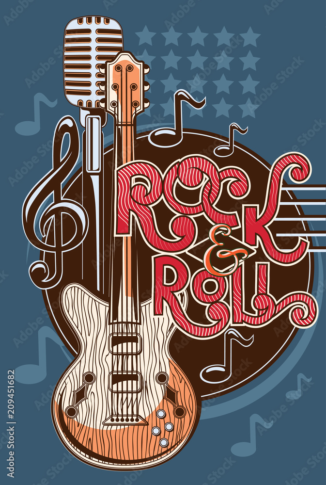 Obraz premium Rock and roll music emblem