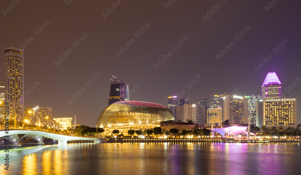 Night view of Marina bay area, Singapore