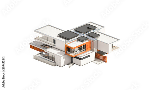 Wallpaper Mural 3d rendering of modern house isolated on white. Torontodigital.ca