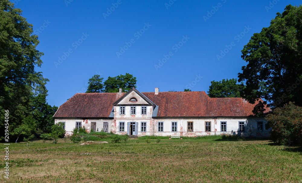 View of an abandoned manor house.