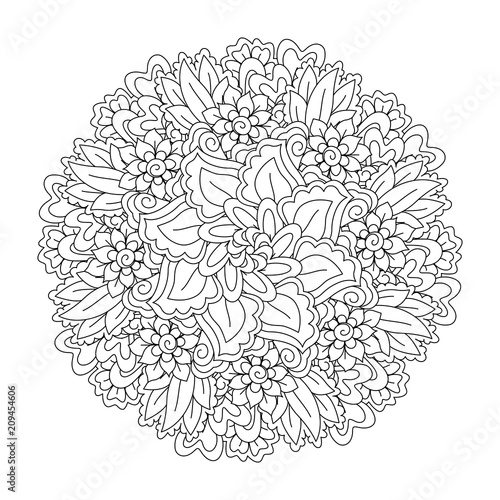 Wallpaper Mural Round element for coloring book. Black and white floral pattern. Mandala. Torontodigital.ca
