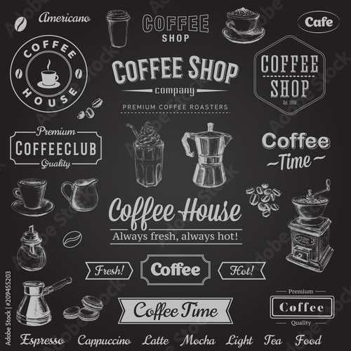 Hand Drawn Set Coffee Vector illustration