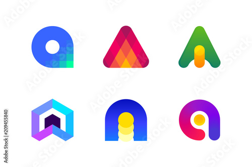 Modern logo template or icon of abstract letter A for blockchain technology in accounting and financial services