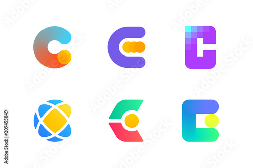 Modern logo template or icon of abstract letter C for cryptocurrency and blockchain industry