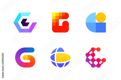 Modern logo template or icon of abstract letter G for global cryptocurrency and blockchain industry