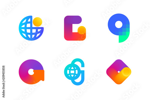 Modern logo template or icon of abstract letter G for global cryptocurrency and blockchain industry