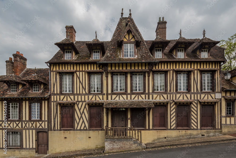 Timber framed house where the composer Maurice Ravel lived in Lyons la foret, Haute Normandy, France