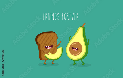 This is black toast with avocado. You can use for cards, fridge magnets, stickers, posters.