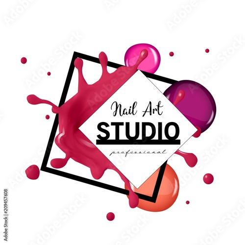 Nail Art studio logo design template.