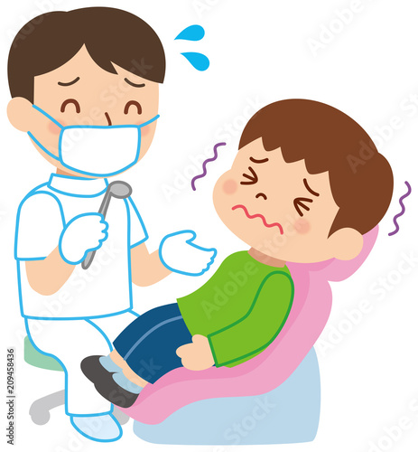歯医者と怖がる子供