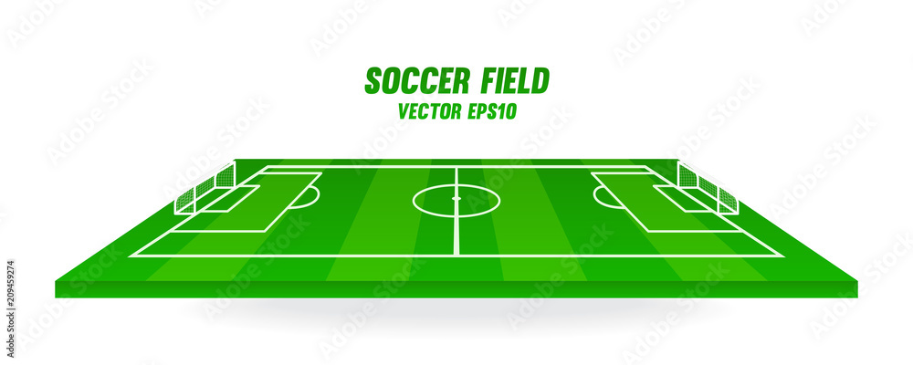 Soccer field vector illustration. Football pitch isolated on white background. - obrazy, fototapety, plakaty 