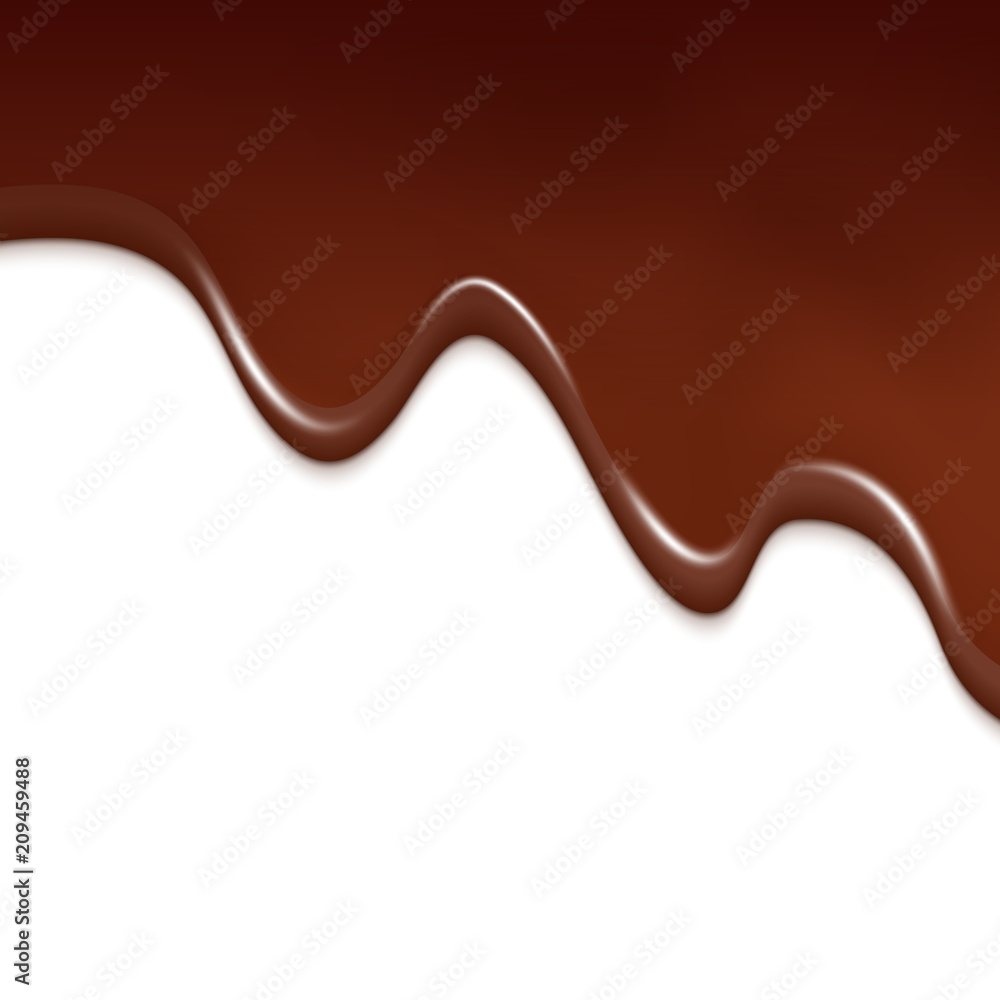 Creamy chocolate on white background. Cocoa liquid wave brown chocolate dessert flowing Creamy chocolate on white background. Cocoa liquid wave brown chocolate dessert flowing