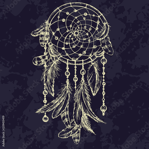 Dream catcher sketch. Hand drawn vector illustration.