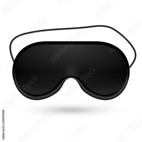 Black eye sleep mask vector illustration. Sleep accessory object. Eye protection for rest night travel