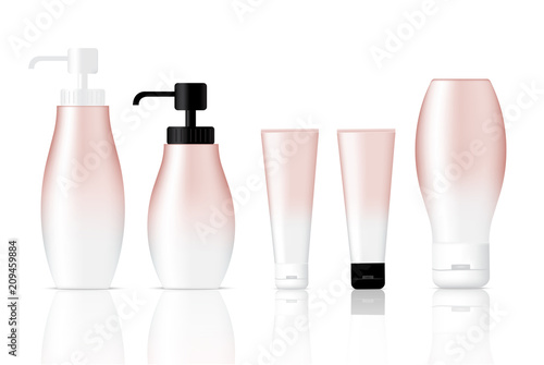 Mock up Realistic Rose Gold Bottles Set Background Illustration