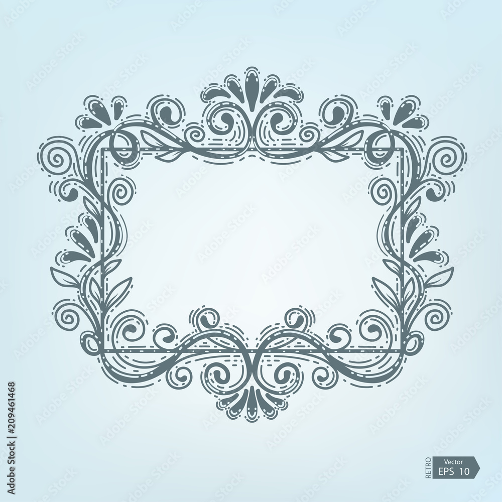 Vector retro frames .Old frame on aged paper with empty space for text