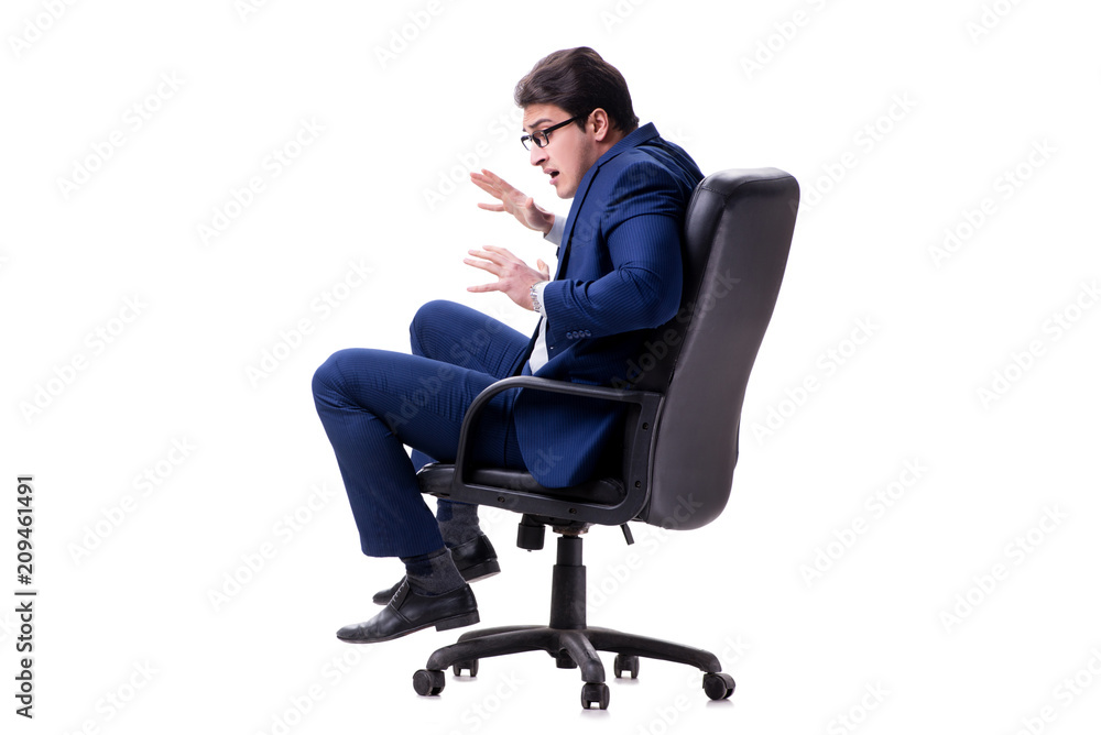 Businessman sitting on office chair isolated on white Businessman sitting on office chair isolated on white