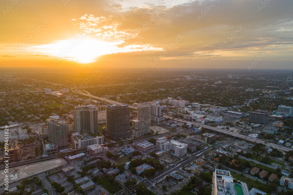 Aerial image Midtown Miami sunset