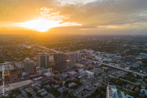 Aerial image Midtown Miami sunset