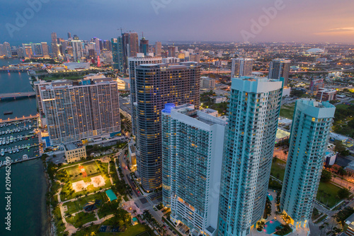 Aerial highrise architecture Edgewater Miami Downtown view © Felix Mizioznikov