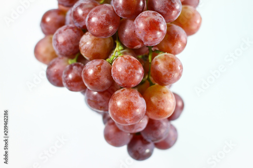 Red grapes on white background.