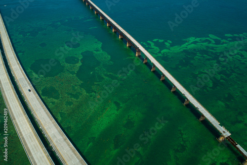 Aerial photo Overseas Highway seven 7 mile bridge Florida Keys