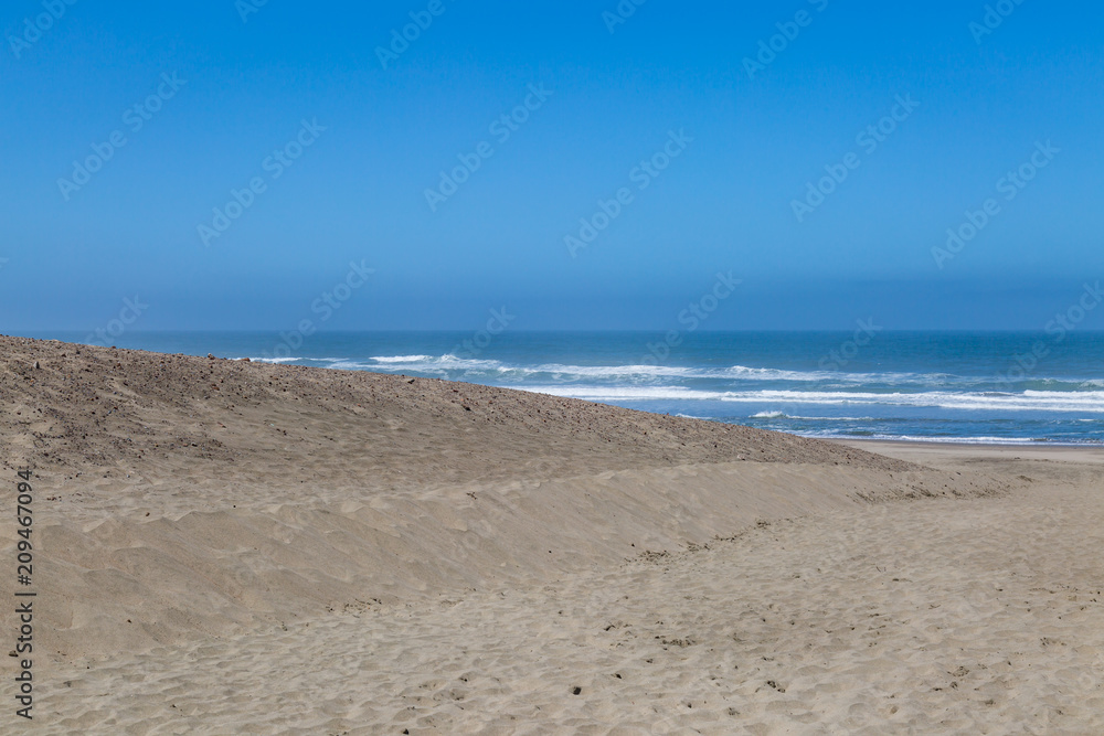 Sand dunes and sea at Ocean Beach, San Francisco