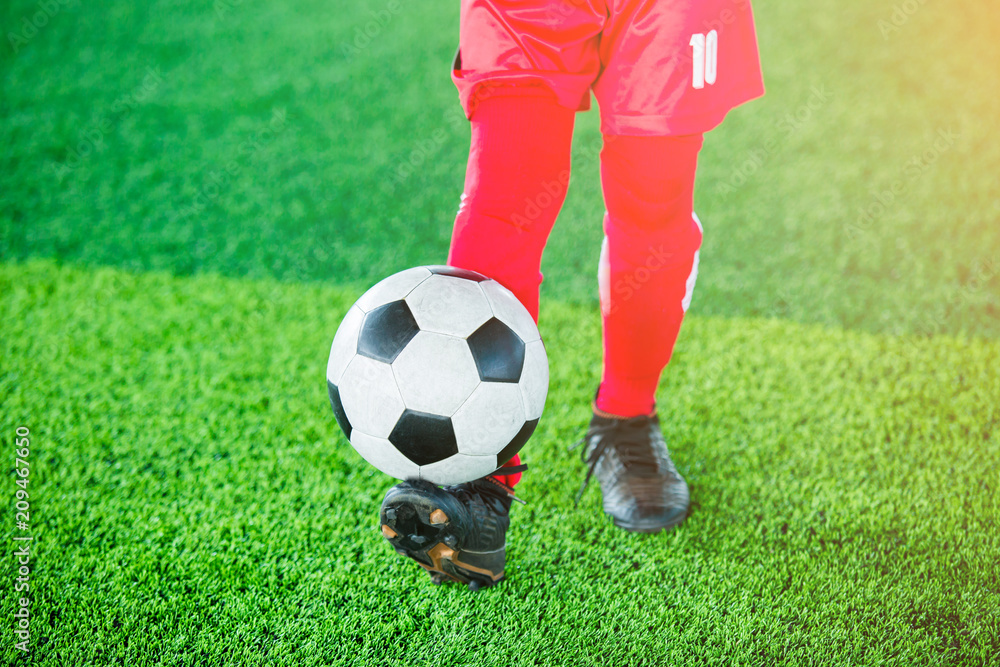 Soccer player jump and stomp for training