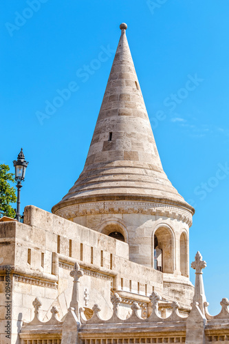 Photography Panorama of a Fisherman Bastion architecture in Budapest, Hungary