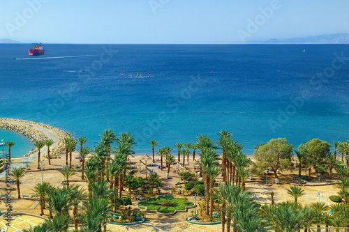 Red Sea coast and beach in Eilat, Israel