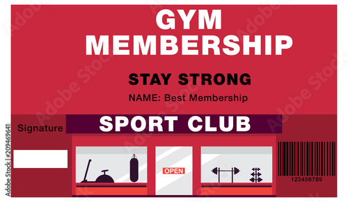 season ticket to the gym,plastic card for visiting the gym,playing sports by subscription,vector image, flat design