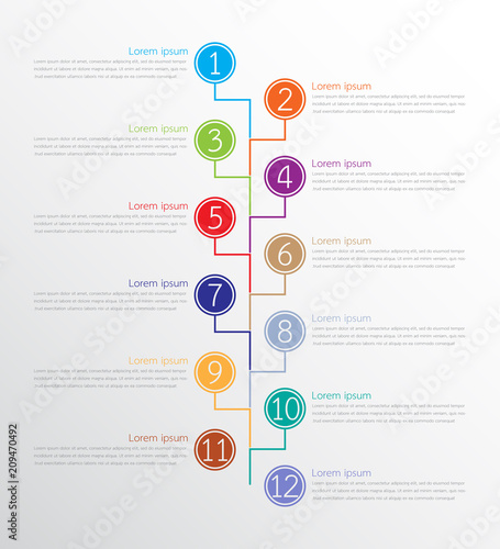 Vector infographic templates used for detailed reports. All 12 topics.