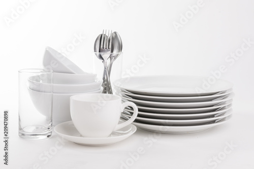 Photos Set of white dishes