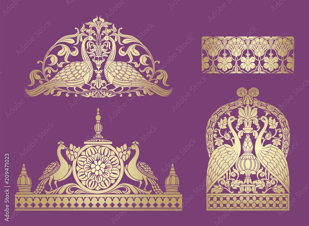 peacock motif designs, textile , Rajasthan, royal India