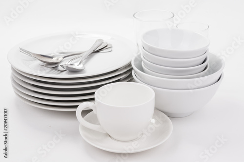 Fototapeta Naklejka Na Ścianę i Meble -  Set of white dishes